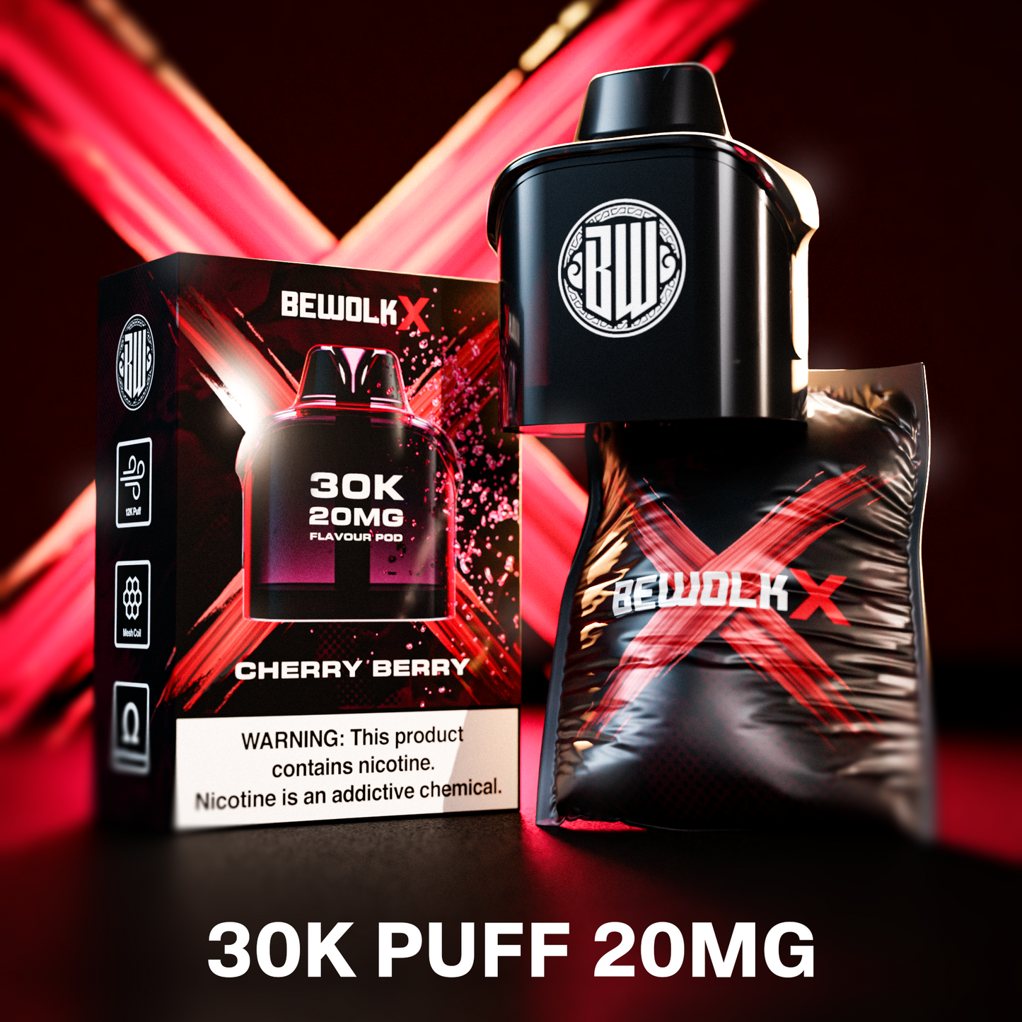 Bewolk X - 30k Cherry Berry 20mg Pod