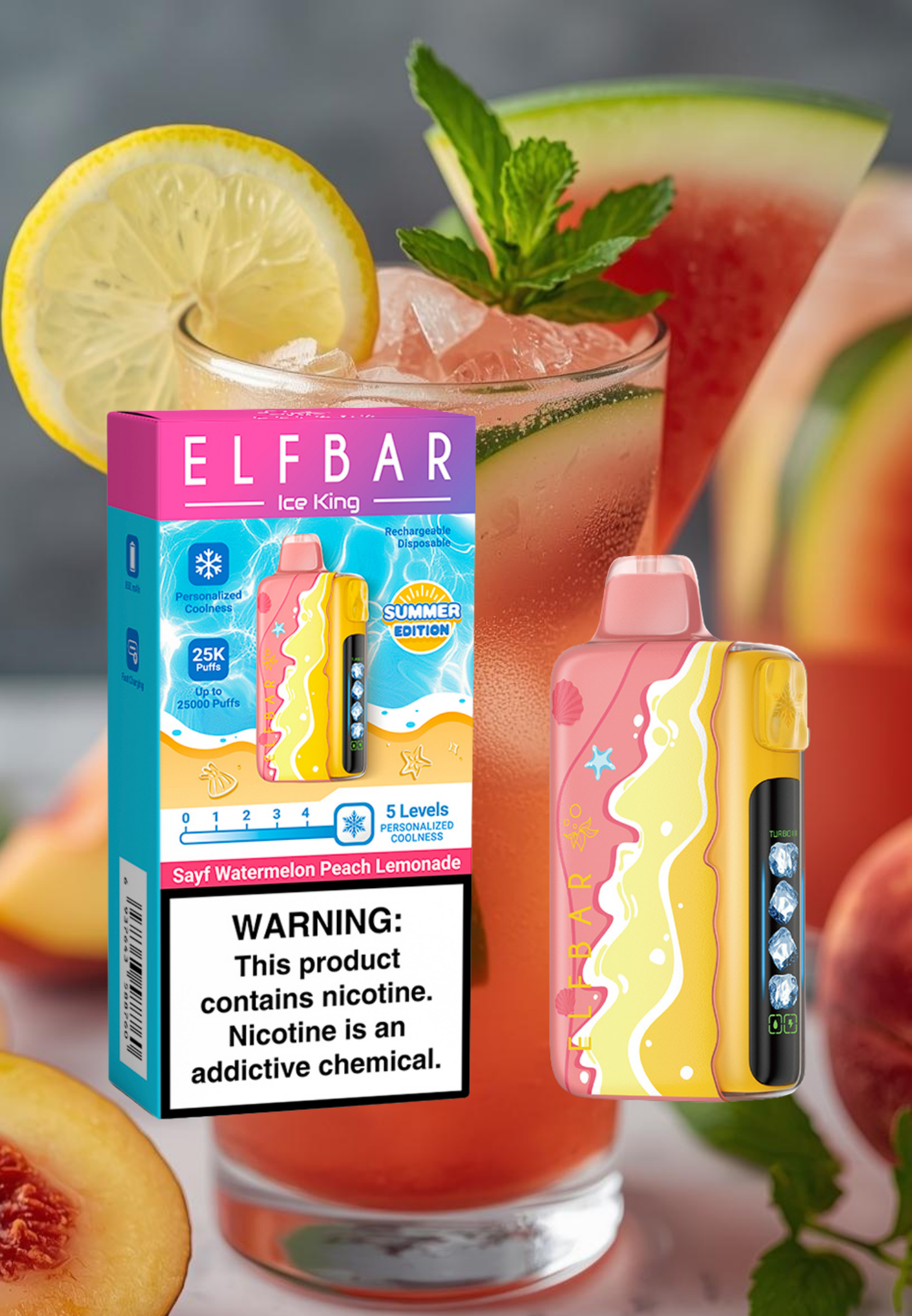 Elf Bar Ice King 25K Puff (Summer Edition) – Sayf Watermelon Peach Lemonade