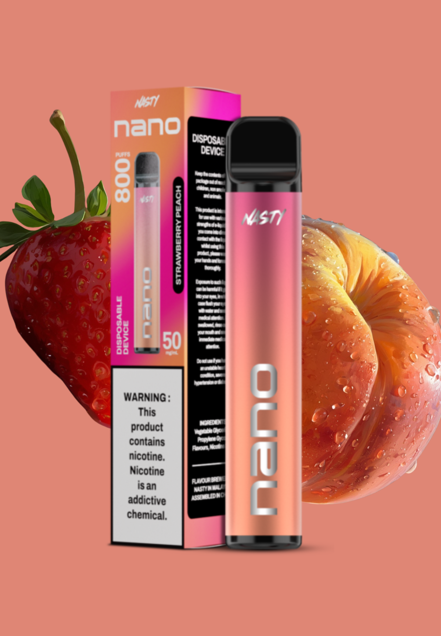 Nasty Nano 800 Puff – 50mg ( Strawberry Peach )