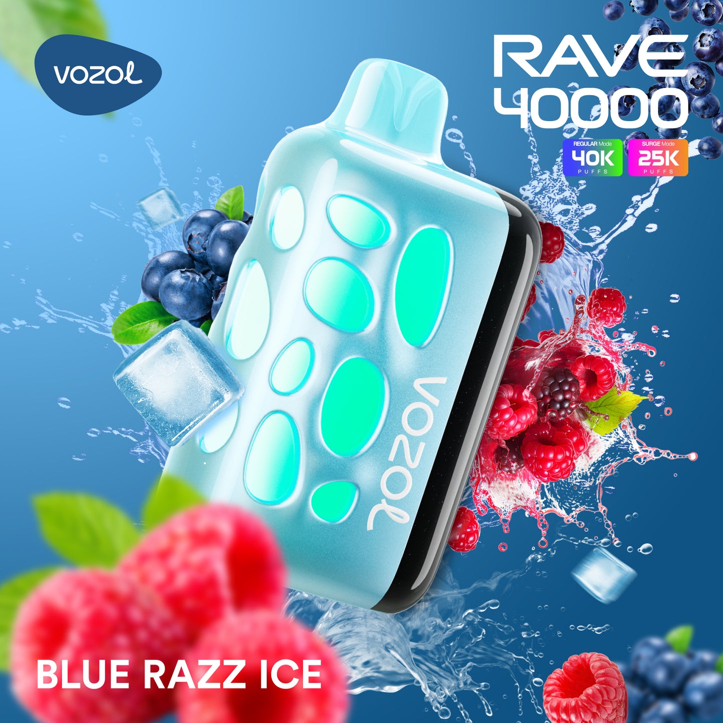 Vozol Rave 40k Puff Disposable 50mg ( Blue Razz Ice )