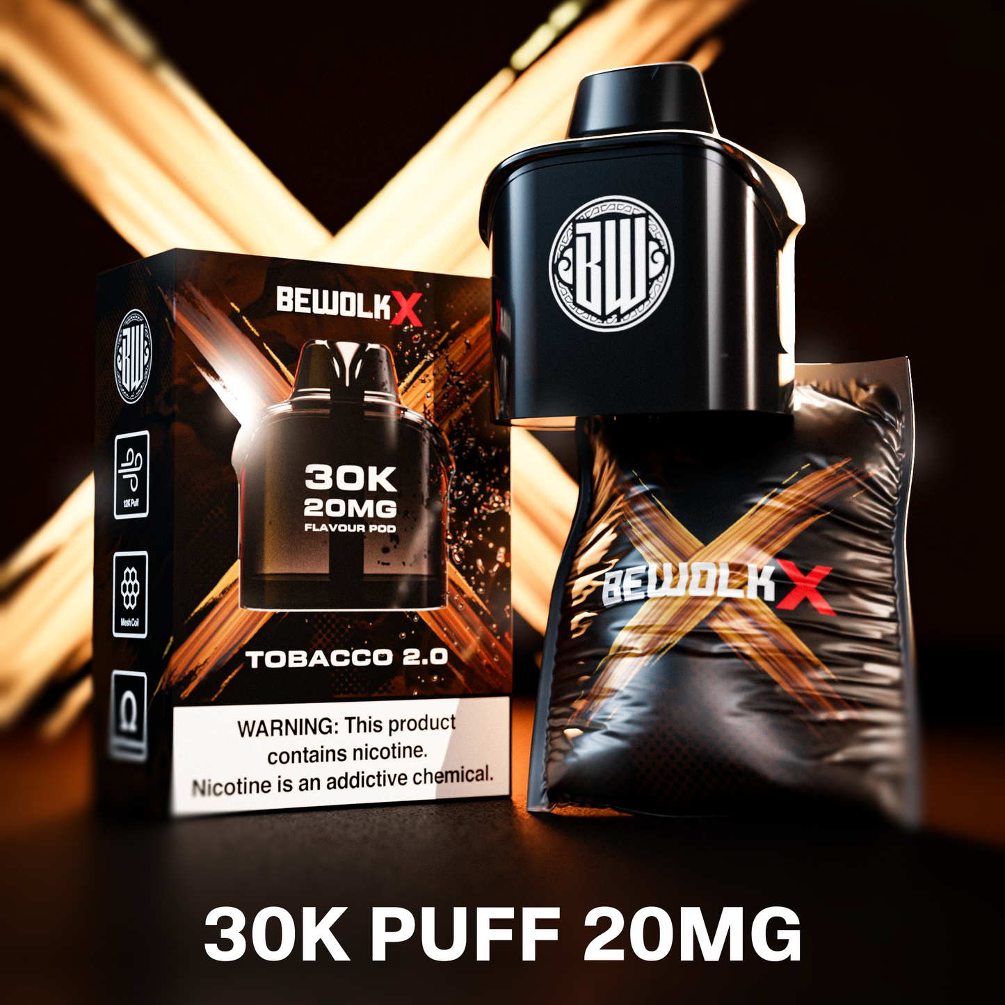 Bewolk X - 30k Tobacco 2.0  20mg Pod