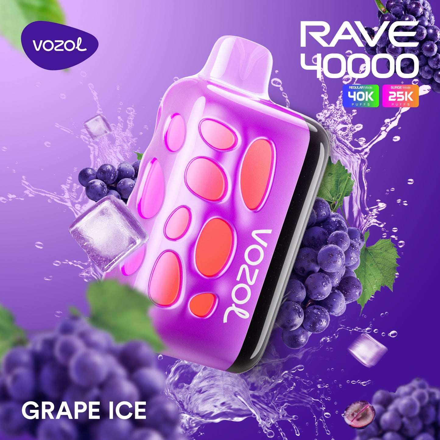 Vozol Rave 40k Puff Disposable 50mg ( Grape Ice )