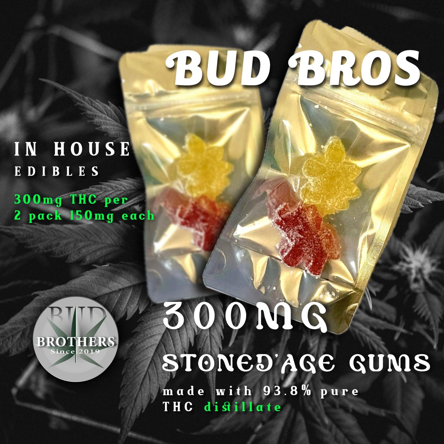 Bud Brothers Stoned Age SWEET Dino Gums (2-Pack) 300mg