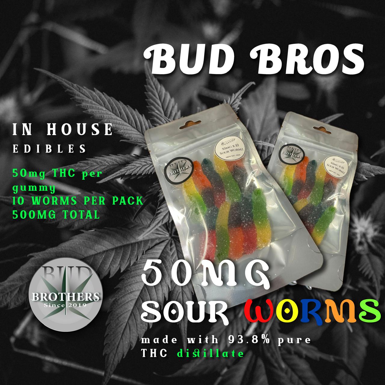 Bud Brothers Sour Worms 50mg (10-pack)