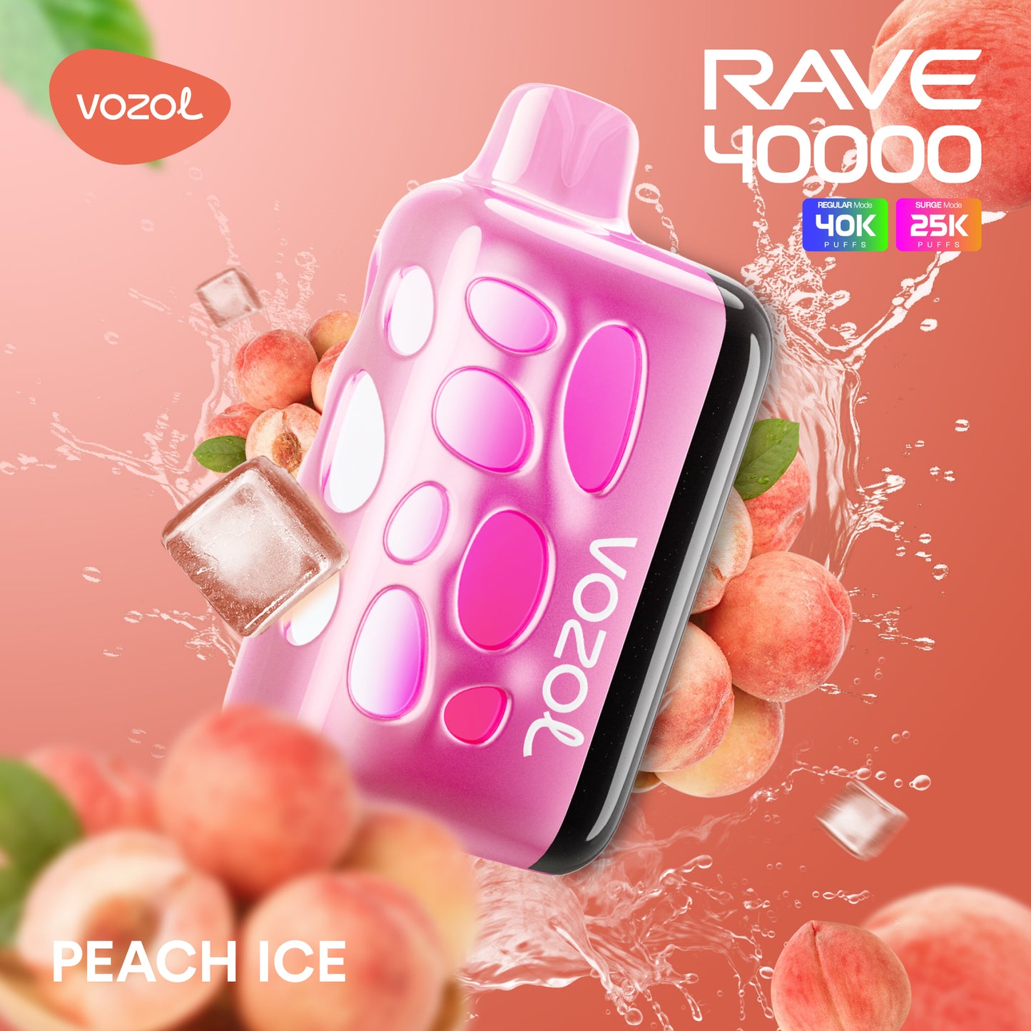 Vozol Rave 40k Puff Disposable 50mg ( Peach Ice )