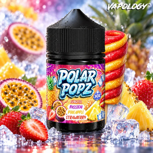 Vapology Polar Popz - Passion Fruit, Pineapple & Strawberry Long Fill 60ml